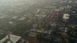 5K aerial stock footage of University of Southern California campus and Cromwell Field, California Aerial Stock Footage | AX0017_043