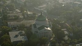 5K aerial stock footage of flying away from the Second Church of Christ Scientist; Los Angeles, California Aerial Stock Footage | AX0017_053