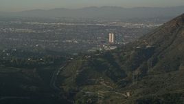 5K aerial stock footage of Warner Brothers Studio from Hollywood Hills, Burbank, California Aerial Stock Footage | AX0017_087