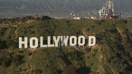 5K aerial stock footage of downtown and city sprawl revealing Hollywood Sign, Hollywood, California  Aerial Stock Footage | AX0017_092