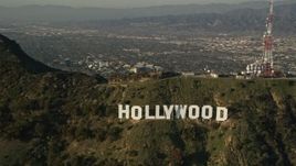 5K aerial stock footage of orbiting Hollywood Sign, Hollywood, Caliornia Aerial Stock Footage | AX0017_095