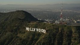 5K aerial stock footage of orbiting Hollywood Sign, Hollywood, California Aerial Stock Footage | AX0017_096