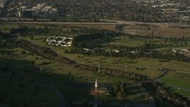5K aerial stock footage of flying over Forest Lawn Memorial Park, Hollywood, California Aerial Stock Footage | AX0017_097
