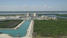 5K aerial stock footage video of St. Lucie Nuclear Power Plant in Florida Aerial Stock Footage | AX0019_001