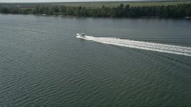 5K aerial stock footage of fishing Boat on the Indian River near Hobe Sound in Florida Aerial Stock Footage | AX0019_022