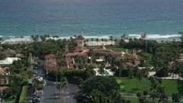 5K aerial stock footage of Mar-A-Lago estate with an ocean view, Palm Beach, Florida Aerial Stock Footage | AX0019_068