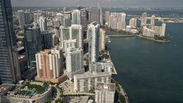 5K aerial stock footage of Jade at Brickell Bay skyscraper in Downtown Miami, Florida Aerial Stock Footage | AX0020_022