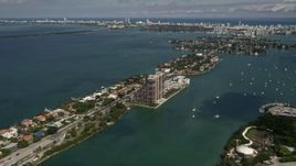 5K aerial stock footage of waterfront homes and apartment buildings on the Venetian Islands in Miami, Florida Aerial Stock Footage | AX0020_032