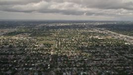 5K aerial stock footage of flyby suburban neighborhoods in Miami Shores, Florida Aerial Stock Footage | AX0020_108