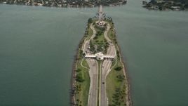5K aerial stock footage approach Broad Causeway linking North Miami to the Bay Harbor Islands, Florida Aerial Stock Footage | AX0021_008E