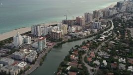 5K aerial stock footage of beachfront hotels and condominiums in Miami Beach, Florida Aerial Stock Footage | AX0021_033