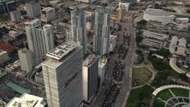 5K aerial stock footage flyby parkside skyscrapers in Downtown Miami, Florida Aerial Stock Footage | AX0021_093