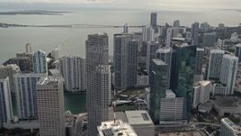 5K aerial stock footage fly over Bayfront Park to approach Southeast Financial Center in Downtown Miami, Florida Aerial Stock Footage | AX0021_099E