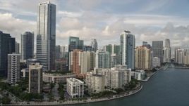 5K aerial stock footage tilt to reveal skyline of Downtown Miami, Florida Aerial Stock Footage | AX0021_117E