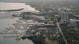 5K aerial stock footage approach Dinner Key Marina in Coconut Grove, Florida Aerial Stock Footage | AX0021_147E