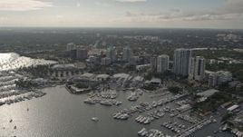 5K aerial stock footage flyby Dinner Key Marina in Coconut Grove, Florida Aerial Stock Footage | AX0021_149