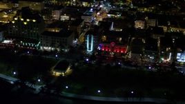 5K aerial stock footage of hotels on Ocean Drive at night in South Beach, Florida Aerial Stock Footage | AX0023_109