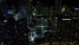 5K aerial stock footage of skyscrapers in Downtown Miami, Florida at nighttime Aerial Stock Footage | AX0023_160