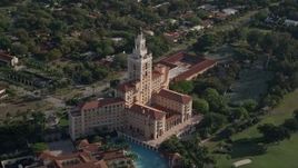 5K aerial stock footage of the Coral Gables Biltmore Hotel, Coral Gables, Florida Aerial Stock Footage | AX0024_018E