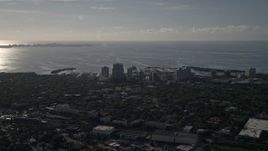 5K aerial stock footage of flying by coastal hotels, apartment buildings in Coconut Grove, Florida Aerial Stock Footage | AX0024_024