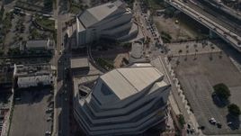 5K aerial stock footage of Adrienne Arsht Center for the Performing Arts, Downtown Miami, Florida Aerial Stock Footage | AX0024_038