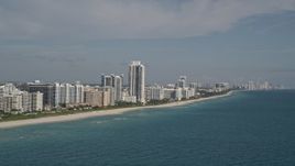 5K aerial stock footage of flying by hotels and apartment buildings, Miami Beach, Florida Aerial Stock Footage | AX0024_087