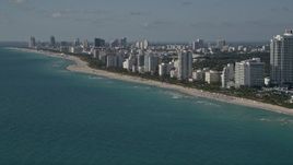 5K aerial stock footage of flying by hotels, apartments, South Beach,  Miami Beach, Florida Aerial Stock Footage | AX0024_088
