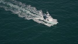 5K aerial stock footage of orbiting a fishing boat, Atlantic Ocean, Miami, Florida Aerial Stock Footage | AX0024_105