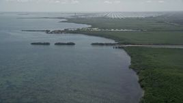 5K aerial stock footage of Mangrove Preserve, Homestead Bayfront Park, Turkey Point Power Plant, Homestead, Florida Aerial Stock Footage | AX0025_017