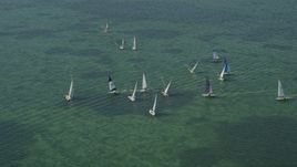 5K aerial stock footage of sailboats on Buttonwood Sound, Key Largo, Florida Aerial Stock Footage | AX0025_067E