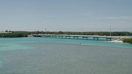 5K aerial stock footage of flying by a bridge on the Overseas Highway, Islamorada, Florida Aerial Stock Footage | AX0025_123