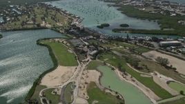 5K aerial stock footage fly over Sombrero Country Club, approach Boot Key Harbor, Marathon, Florida Aerial Stock Footage | AX0026_008