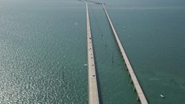 5K aerial stock footage of approaching Seven Mile Bridge past Knight's Key, Marathon, Florida Aerial Stock Footage | AX0026_014E