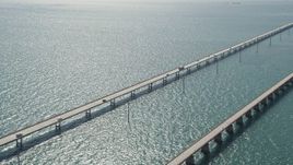5K aerial stock footage of approaching light traffic on the Seven Mile Bridge, Florida Aerial Stock Footage | AX0026_017E