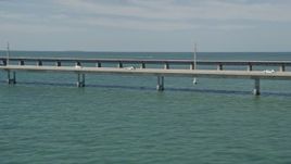 5K aerial stock footage of a view of light traffic on the Seven Mile Bridge, Florida Aerial Stock Footage | AX0026_020