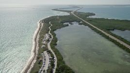 5K aerial stock footage of flying over Bahai Honda State Park, approaching the beach, Bahai Honda Key, Florida Aerial Stock Footage | AX0026_035