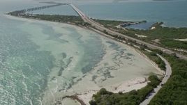 5K aerial stock footage of flying by the Overseas Highway and the coast of Bahai Honda Key, Florida Aerial Stock Footage | AX0026_037