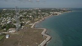 5K aerial stock footage of island neighborhoods seen from off the coast of Key West, Florida Aerial Stock Footage | AX0026_111