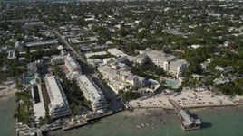 5K aerial stock footage of flying by The Reach, A Waldorf Astoria Resort, Key West, Florida Aerial Stock Footage | AX0027_009