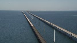 5K aerial stock footage of cars traveling on Seven Mile Bridge, Florida Aerial Stock Footage | AX0027_076E