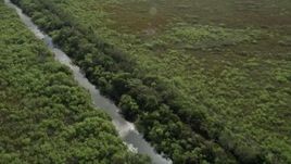 5K aerial stock footage of flying over a river in the Florida Everglades, Florida Aerial Stock Footage | AX0030_090