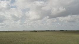 5K aerial stock footage of flying by low clouds over the marshland, Florida Everglades, Florida Aerial Stock Footage | AX0030_095
