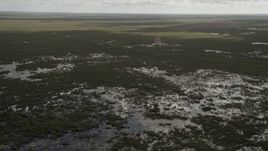 5K aerial stock footage video of flying over marshland with a wide view, Florida Everglades, Florida Aerial Stock Footage | AX0030_115