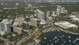 5K aerial stock footage of flying by office buildings, Coconut Grove, Florida Aerial Stock Footage | AX0031_015