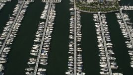 5K aerial stock footage of flying by boats docked at Dinner Key, Coconut Grove, Florida Aerial Stock Footage | AX0031_016