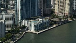 5K aerial stock footage of flying by Jade at Brickell Bay, Downtown Miami, Florida Aerial Stock Footage | AX0031_023