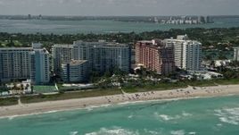 5K aerial stock footage of apartments, The Alexander All Suite Oceanfront Resort, Miami Beach, Florida Aerial Stock Footage | AX0031_061