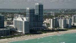 5K aerial stock footage of Canyon Ranch Hotel and Spa, Canyon Ranch Condo, Miami Beach, Florida Aerial Stock Footage | AX0031_065