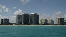5K aerial stock footage of The St. Regis Bal Harbour Resort, Bal Harbour, Florida Aerial Stock Footage | AX0031_070