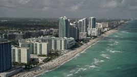 5K aerial stock footage of approaching The Westin Diplomat Resort and Spa, Hallandale Beach, Florida Aerial Stock Footage | AX0031_090